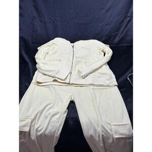 BCBG Maxazria womens light yellow track suit set